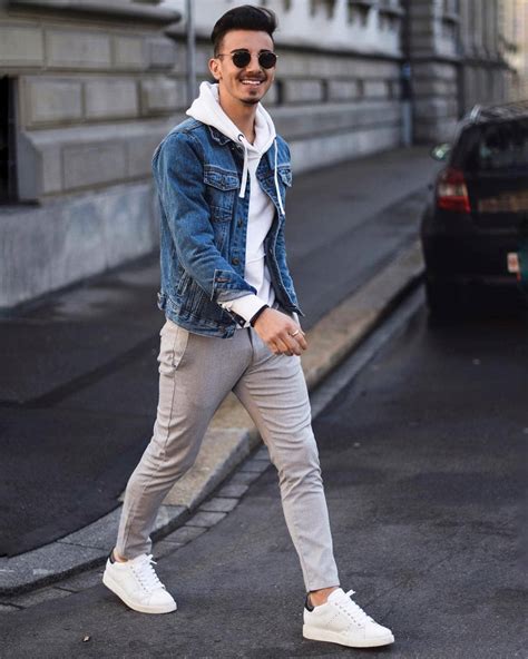 outfit with white sneakers men.